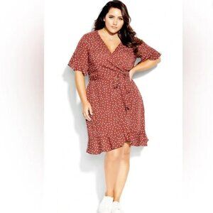 City Chic Lover Spot Dress - Toffee (18)